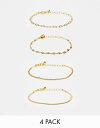 エイソス 【送料無料】 エイソス レディース ブレスレット・バングル・アンクレット アクセサリー ASOS DESIGN Curve 14k gold plated pack of 4 bracelets with mixed chain detail Gold