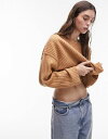 トップショップ 【送料無料】 トップショップ レディース ニット・セーター アウター Topshop knitted rib crop crew sweater CAMEL