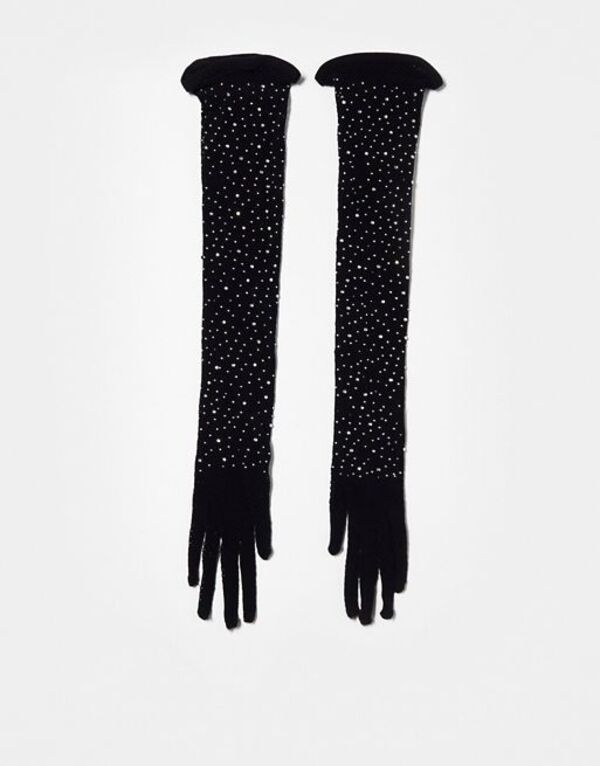 yz AT}[Y fB[X  ANZT[ Ann Summers diamante gloves in black Black