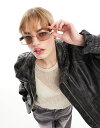 エイソス 【送料無料】 エイソス レディース サングラス・アイウェア アクセサリー ASOS DESIGN 90s metal square sunglasses with temple detail in gold GOLD