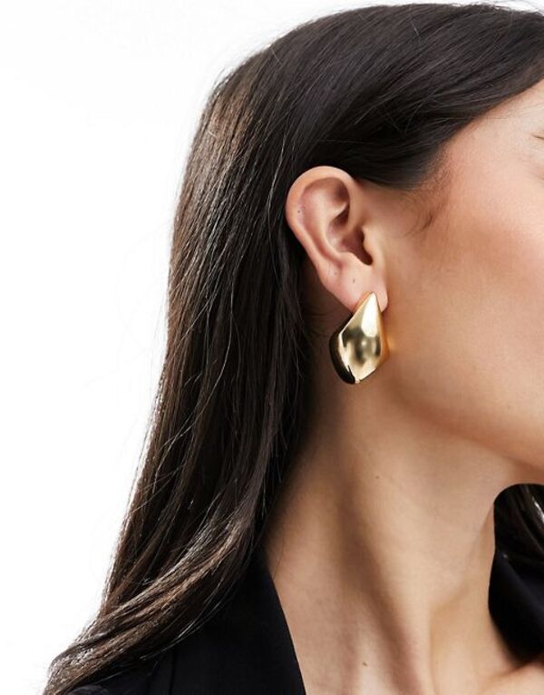 エイソス 【送料無料】 エイソス レディース ピアス・イヤリング アクセサリー ASOS DESIGN large stud earrings with molten stud design in gold tone Gold