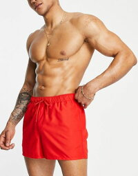 【送料無料】 エイソス メンズ ハーフパンツ・ショーツ 水着 ASOS DESIGN swim shorts in short length in red RED