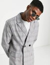  メニス メンズ ジャケット・ブルゾン アウター Mennace double breasted suit jacket in gray check Gray