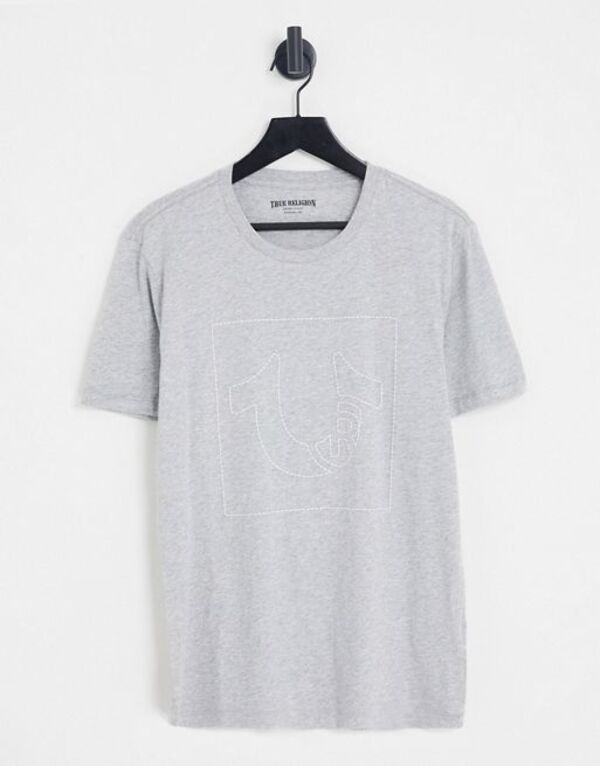 【送料無料】 トゥルーレリジョン メンズ Tシャツ トップス True Religion short sleeve stitch t-shirt in gray LIGHT GRAY