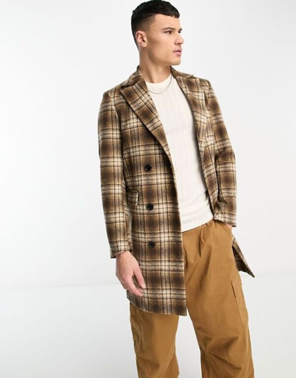 【送料無料】 ボロンガロトレバー メンズ ジャケット ブルゾン アウター Bolongaro Trevor mikey wool coat in brown check BROWN