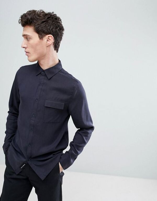 【送料無料】 ネイティブユース メンズ シャツ トップス Native Youth Straight Hem Shirt Navy