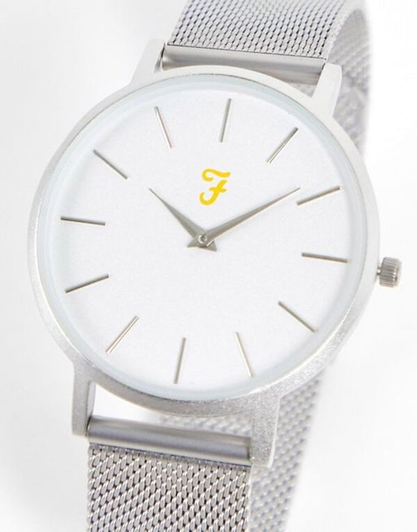 【送料無料】 ファーラー メンズ 腕時計 アクセサリー Farah Slim Jim silver mesh white dial watch WHITE