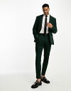 エイソス 【送料無料】 エイソス メンズ カジュアルパンツ ボトムス ASOS DESIGN wedding super skinny wool mix suit pants in dark green puppytooth GREEN