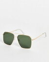 エイソス 【送料無料】 エイソス レディース サングラス・アイウェア アクセサリー ASOS DESIGN metal square aviator sunglasses in gold gold