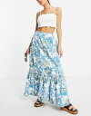 トップショップ 【送料無料】 トップショップ レディース スカート ボトムス Topshop floral poplin maxi skirt in blue - part of a set BLUE