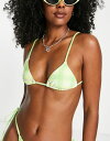 yz NC Be[W fB[X gbv̂  Reclaimed Vintage inspired triangle bikini top in green gingham print - MULTI Multi