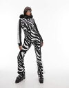 トップショップ 【送料無料】 トップショップ レディース ジャケット・ブルゾン アウター Topshop Sno ski suit with skinny flare in zebra print Zebra