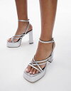 【送料無料】 トップショップ レディース スニーカー シューズ Topshop Elsie strappy platform with ankle tie in silver SILVER