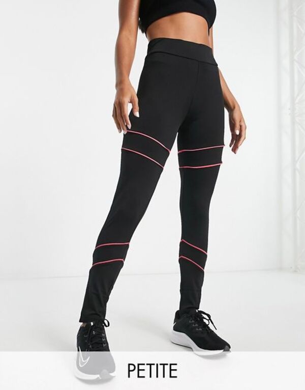 yz X[hxA fB[X MX {gX Threadbare Fitness Petite gym leggings with contrast piping in black Black/pink