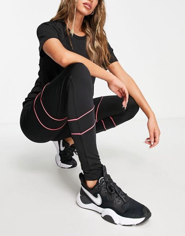 yz X[hxA fB[X MX {gX Threadbare Fitness gym leggings with contrast piping in black Black