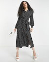 yz AbNXp fB[X s[X gbvX AX Paris long sleeve shirt dress in black and white ditsy polka Black Ditsy Polka