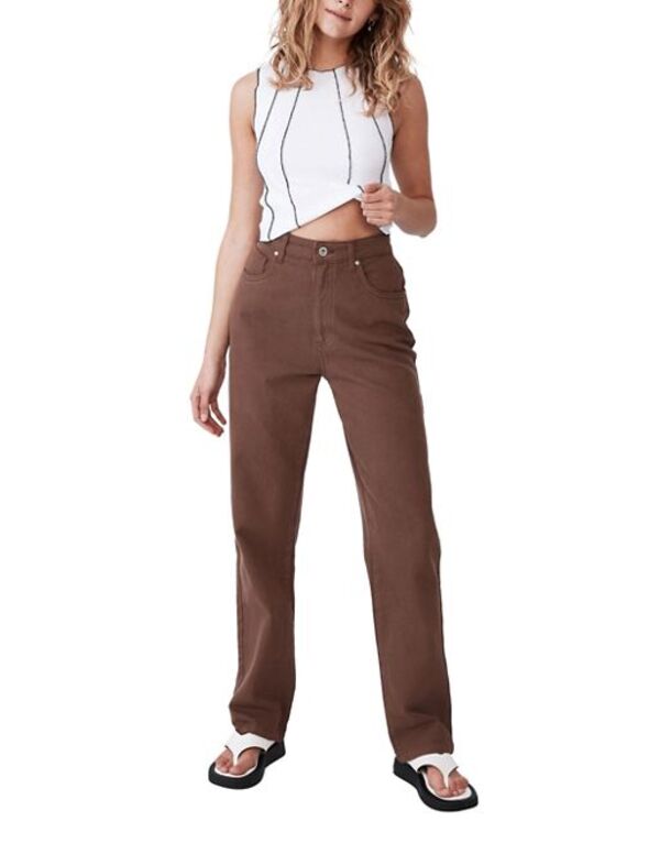【送料無料】 コットンオン レディース デニムパンツ ジーンズ ボトムス Cotton:On long straight leg jean in brown Chocolateのサムネイル