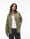 トップショップ 【送料無料】 トップショップ レディース ジャケット・ブルゾン アウター Topshop workwear shirt jacket with contrast stitch in khaki - part of a set Khaki