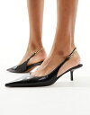 エイソス 【送料無料】 エイソス レディース ヒール シューズ ASOS DESIGN Sharp slingback chain detail kitten heeled shoes in black Black