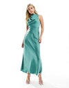 エイソス 【送料無料】 エイソス レディース ワンピース トップス ASOS DESIGN Bridesmaid high neck cowl satin maxi dress with tie detail in teal Teal