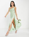 エイソス 【送料無料】 エイソス レディース ワンピース トップス ASOS DESIGN Bridesmaid satin maxi dress with asymmetric bow back in sage Sage