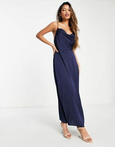 【送料無料】 ヴィラ レディース ワンピース トップス Vila Bridesmaid satin cowl neck maxi dress in navy blue NAVY BLAZER 【送料無料】 ヴィラ レディース ワンピース トップス Vila Bridesmaid satin cowl neck maxi dress in navy blue NAVY BLAZER