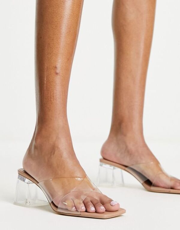  ストラディバリウス レディース サンダル シューズ Stradivarius low block heeled sandal in clear SILVER