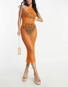  エイソス レディース ワンピース トップス ASOS DESIGN halter crochet beach midi dress with circular pattern in orange Orange