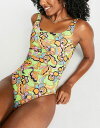 yz gbvVbv fB[X ㉺Zbg  Topshop retro swirl high leg swimsuit multi