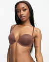 【送料無料】 エイソス レディース ブラジャー アンダーウェア ASOS DESIGN microfiber molded multiway strapless bra with clear center in brown Brown