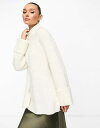 エイソス 【送料無料】 エイソス レディース ニット・セーター アウター ASOS DESIGN high neck sweater with turn back cuff in long and lean block in cream Cream