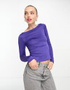 yz L fB[X Vc gbvX Monki long sleeve boat neck top in lilac purple Lilac purple