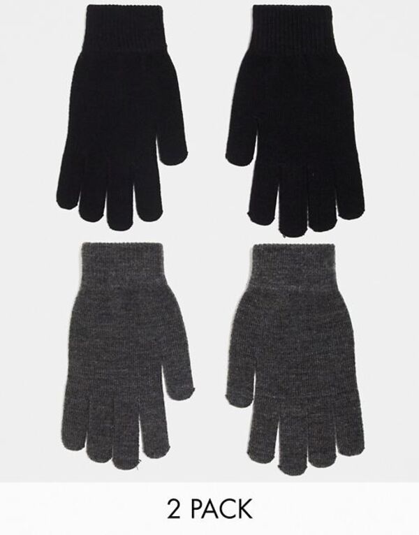 ̵  ǥ  ꡼ Monki 2-pack gloves in black and gray Black