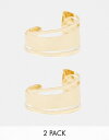 エイソス 【送料無料】 エイソス レディース ブレスレット・バングル・アンクレット アクセサリー ASOS DESIGN pack of 2 cuff bracelets with hammered detail in gold tone Gold