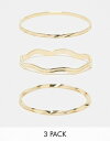 エイソス 【送料無料】 エイソス レディース ブレスレット・バングル・アンクレット アクセサリー ASOS DESIGN pack of 3 bangle bracelets with mixed design in gold tone Gold