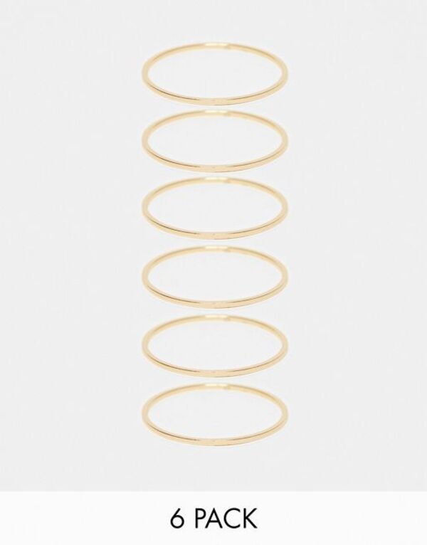 エイソス 【送料無料】 エイソス レディース ブレスレット・バングル・アンクレット アクセサリー ASOS DESIGN pack of 6 bangle bracelets in slim design in gold Gold