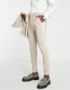 エイソス 【送料無料】 エイソス メンズ カジュアルパンツ ボトムス ASOS DESIGN super skinny tuxedo suit pants in stone STONE