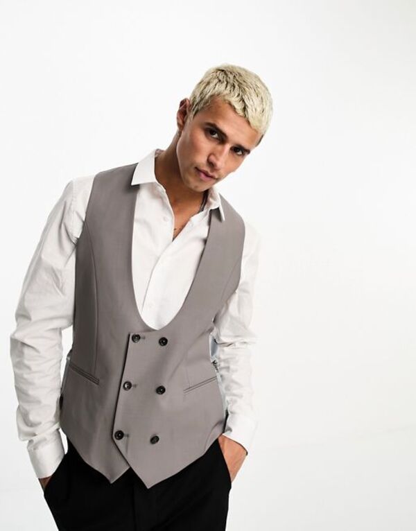 ̵ ĥƥå ƥ顼  ٥ ȥåץ Twisted Tailor buscot suit vest in mink gray NEUTRAL