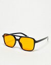  エイソス レディース サングラス・アイウェア アクセサリー ASOS DESIGN fine frame aviator fashion glasses with orange lens Multi