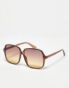 エイソス 【送料無料】 エイソス レディース サングラス・アイウェア アクセサリー ASOS DESIGN fine frame oversized 70s sunglasses in crystal brown BROWN