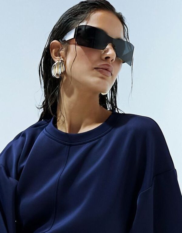 【送料無料】 エイソス レディース サングラス・アイウェア アクセサリー ASOS DESIGN rimless wrap sunglasses in smoke Black