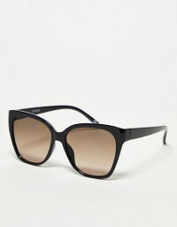 エイソス 【送料無料】 エイソス レディース サングラス・アイウェア アクセサリー ASOS DESIGN cat eye sunglasses with brown lens Black