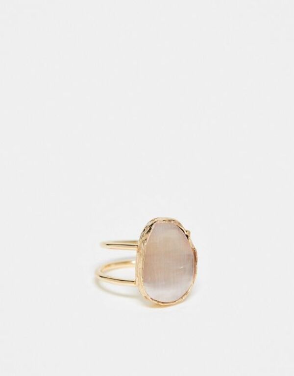 【送料無料】 エイソス レディース リング アクセサリー ASOS DESIGN ring with cat eye real semi precious stone in gold tone Gold