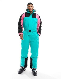 エイソス 【送料無料】 エイソス メンズ ジャケット・ブルゾン アウター ASOS 4505 Ski water repellent color block ski suit in pink and teal Multi