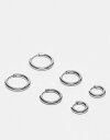 エイソス 【送料無料】 エイソス メンズ ピアス・イヤリング アクセサリー ASOS DESIGN 3-pack 9mm and 12mm and 14mm waterproof stainless steel hoop earrings pack in silver SILVER