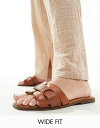  トリュフコレクション レディース サンダル シューズ Truffle Collection wide fit flat mules in tan TAN