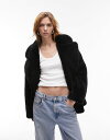 トップショップ 【送料無料】 トップショップ レディース コート アウター Topshop mid-length borg coat in black Black