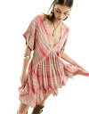 フリーピープル 【送料無料】 フリーピープル レディース ワンピース トップス Free People check print smock mini dress in pink Ballet combo