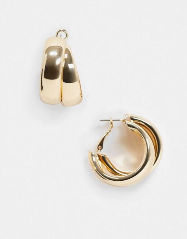 エイソス 【送料無料】 エイソス レディース ピアス・イヤリング アクセサリー ASOS DESIGN hoop earrings with thick crossover design gold tone Gold