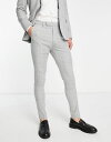エイソス 【送料無料】 エイソス メンズ カジュアルパンツ ボトムス ASOS DESIGN super skinny suit pants in gray crosshatch Gray
